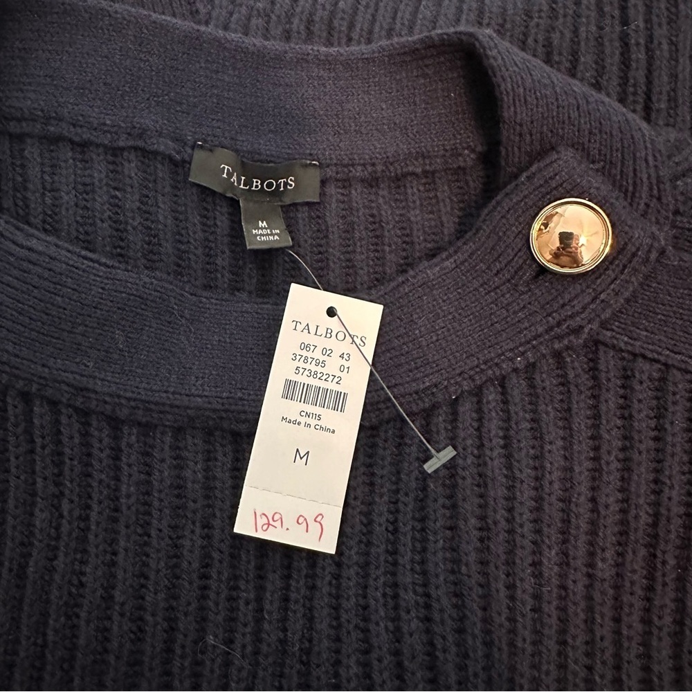Talbots Button Poncho Cape Sweater, Navy, NWT - Picture 8 of 12